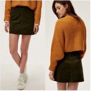 Aritzia Wilfred Free Olive Green Corduroy Mini Skirt Size 0
